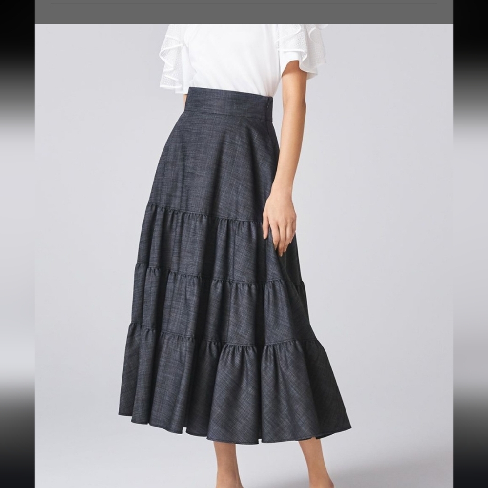 ADAM Skirt Gray Tiered Maxi Sz 8